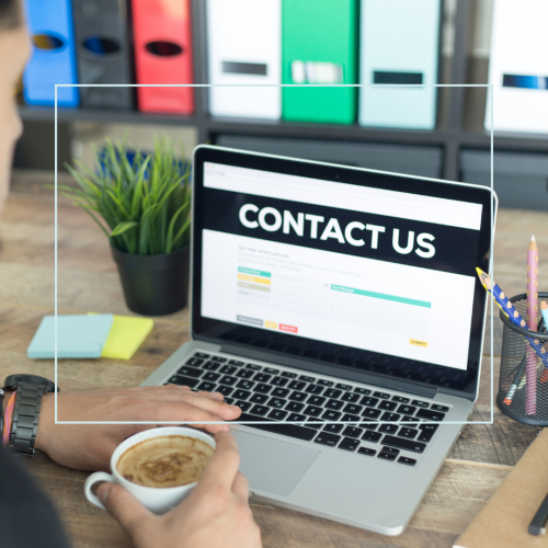 contact us Image of a laptop with the words 'contact us' on it